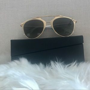Dior White & Gold Full Frame Metal Sunglasses